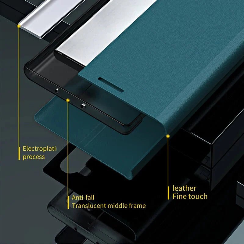 Galaxy S22/ S22 Plus/ S22 Ultra - Magnetisch Luxus Kunstleder Hülle Flip mit Display Abdeckung - Top Hüllen