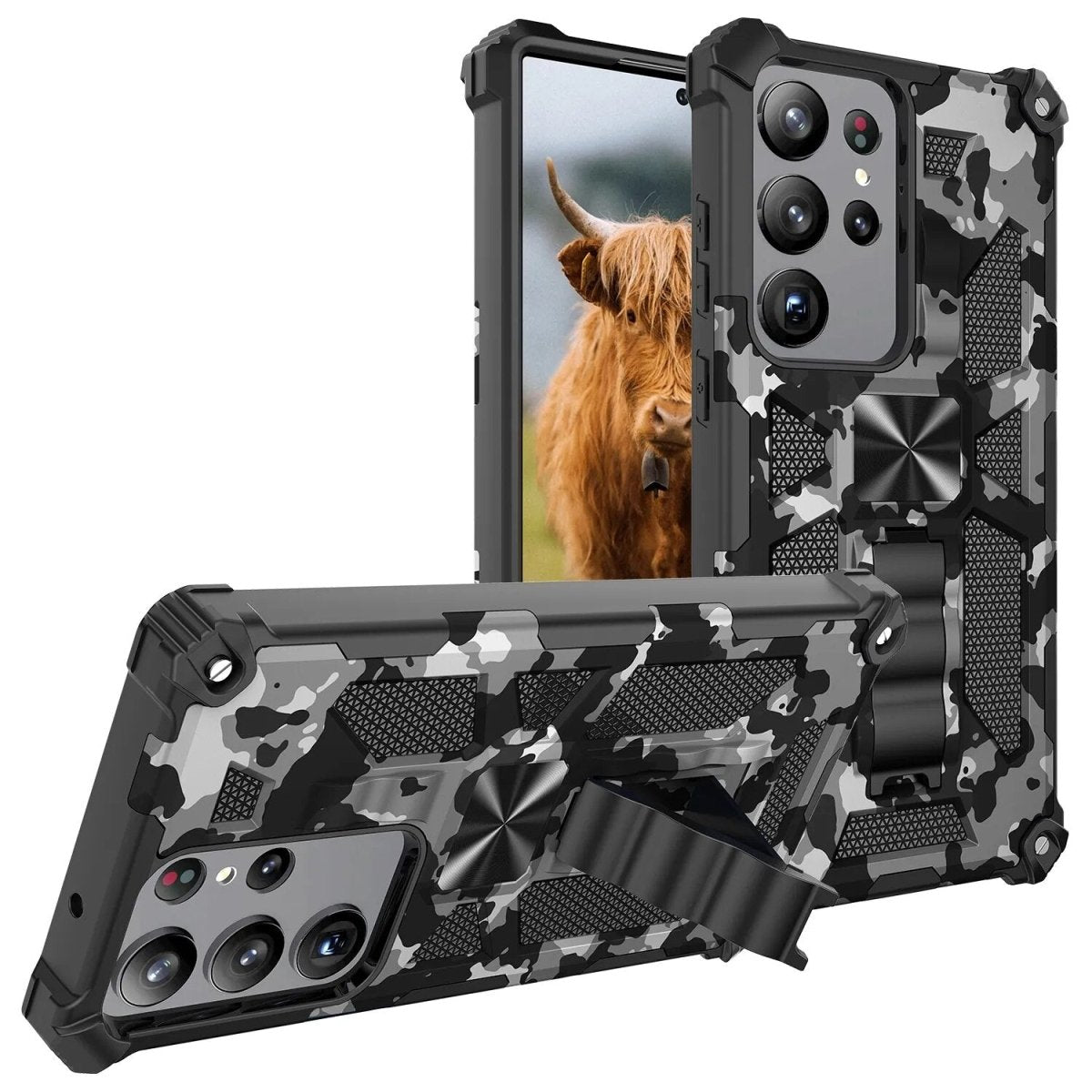 Galaxy S22/ S22 Plus/ S22 Ultra - Militärische Tarnung, Stoßfeste Schutzhülle mit Ständer - Top Hüllen