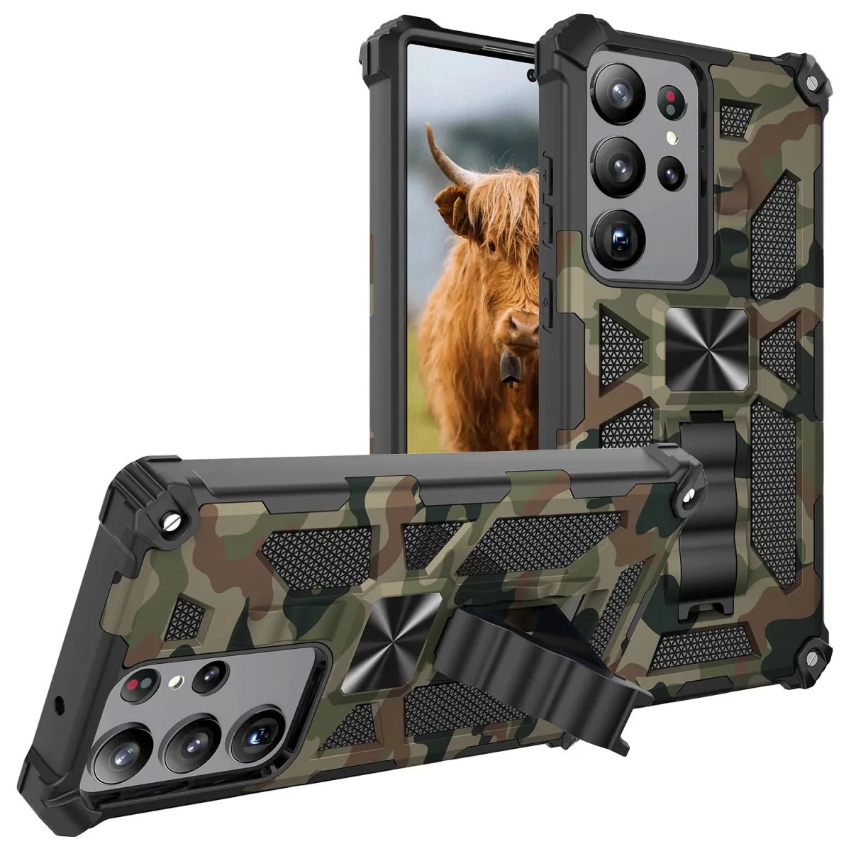 Galaxy S22/ S22 Plus/ S22 Ultra - Militärische Tarnung, Stoßfeste Schutzhülle mit Ständer - Top Hüllen