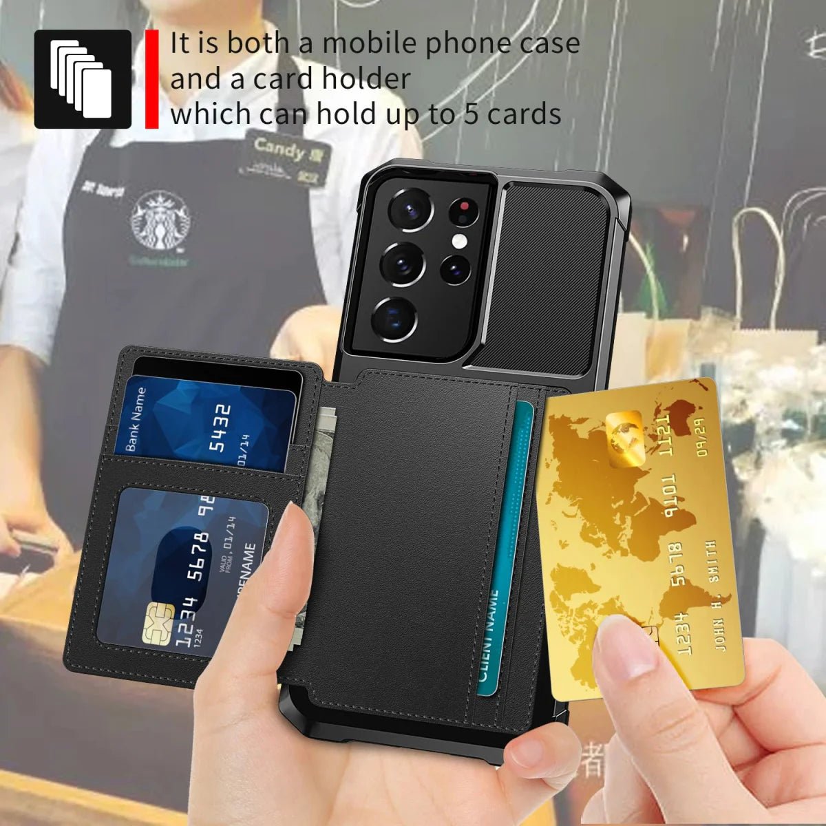 Galaxy S22/ S22 Plus/ S22 Ultra - Schutz Hülle mit Magnetischer PU Lederoptik Brieftasche und Kartenfach - Top Hüllen