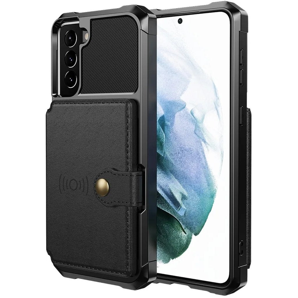Galaxy S22/ S22 Plus/ S22 Ultra - Schutz Hülle mit Magnetischer PU Lederoptik Brieftasche und Kartenfach - Top Hüllen