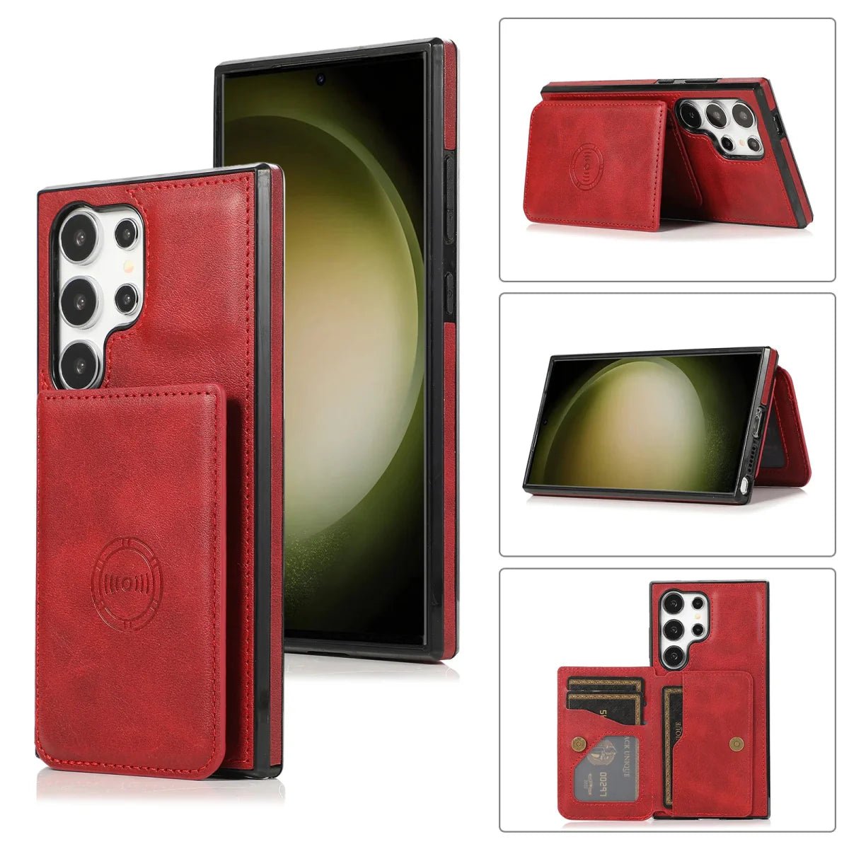 Galaxy S23/ S23 Plus/ S23 Ultra - Lederoptik Schutz Hülle mit Kartenfach, Magnetisches Portemonnaie - Top Hüllen
