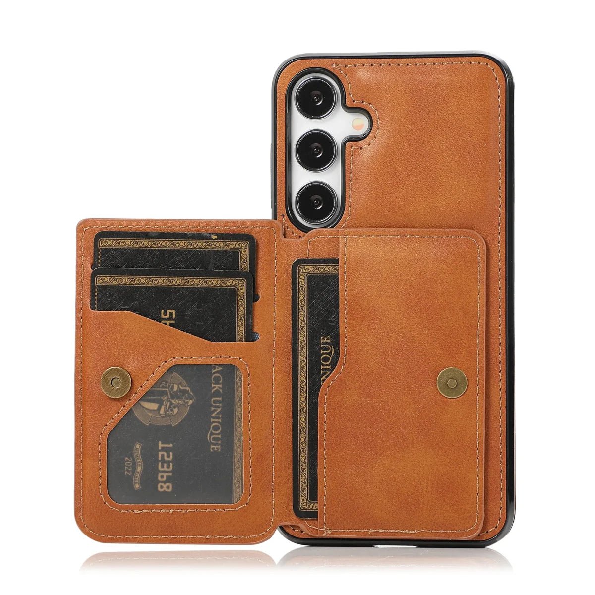 Galaxy S23/ S23 Plus/ S23 Ultra - Lederoptik Schutz Hülle mit Kartenfach, Magnetisches Portemonnaie - Top Hüllen