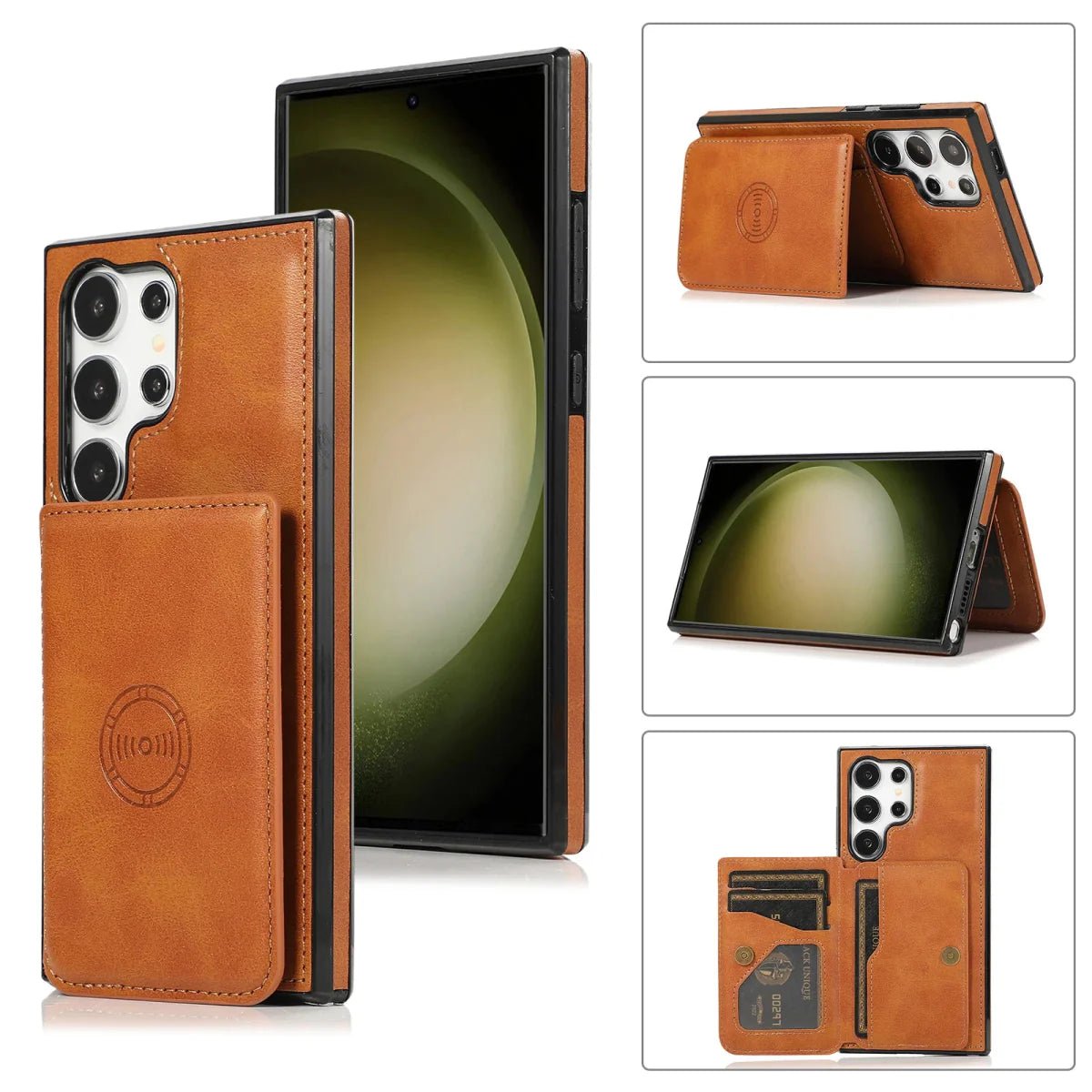 Galaxy S23/ S23 Plus/ S23 Ultra - Lederoptik Schutz Hülle mit Kartenfach, Magnetisches Portemonnaie - Top Hüllen