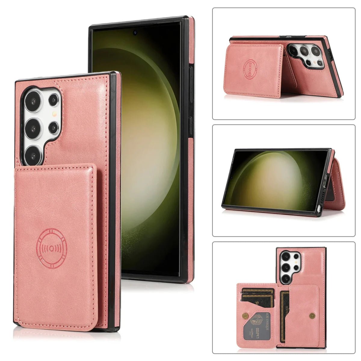 Galaxy S23/ S23 Plus/ S23 Ultra - Lederoptik Schutz Hülle mit Kartenfach, Magnetisches Portemonnaie - Top Hüllen