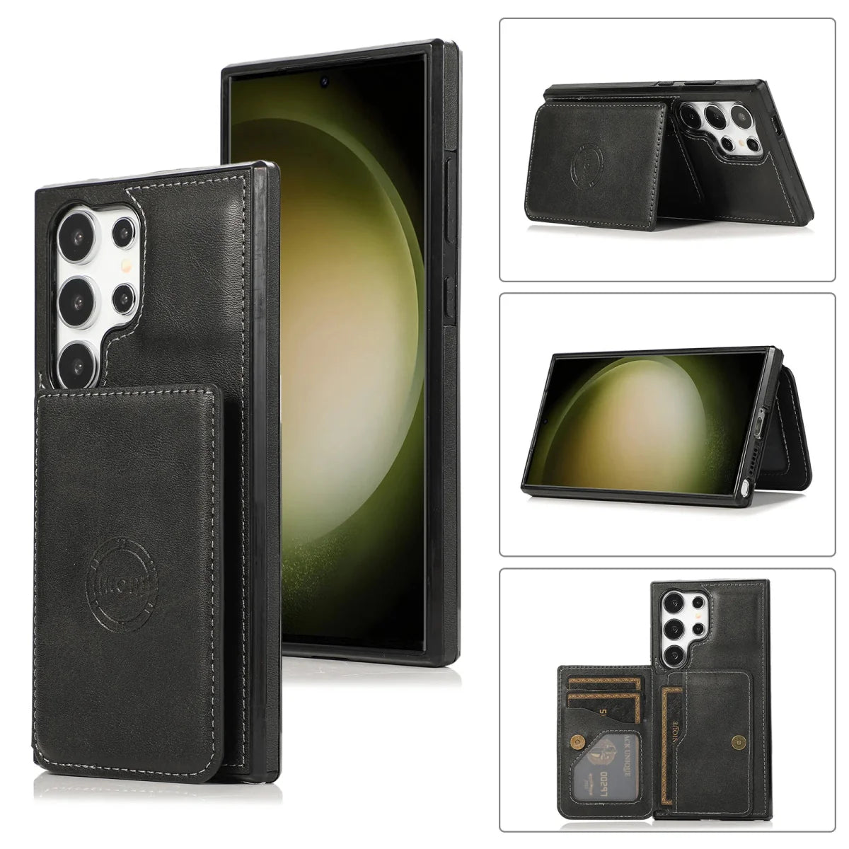 Galaxy S23/ S23 Plus/ S23 Ultra - Lederoptik Schutz Hülle mit Kartenfach, Magnetisches Portemonnaie - Top Hüllen