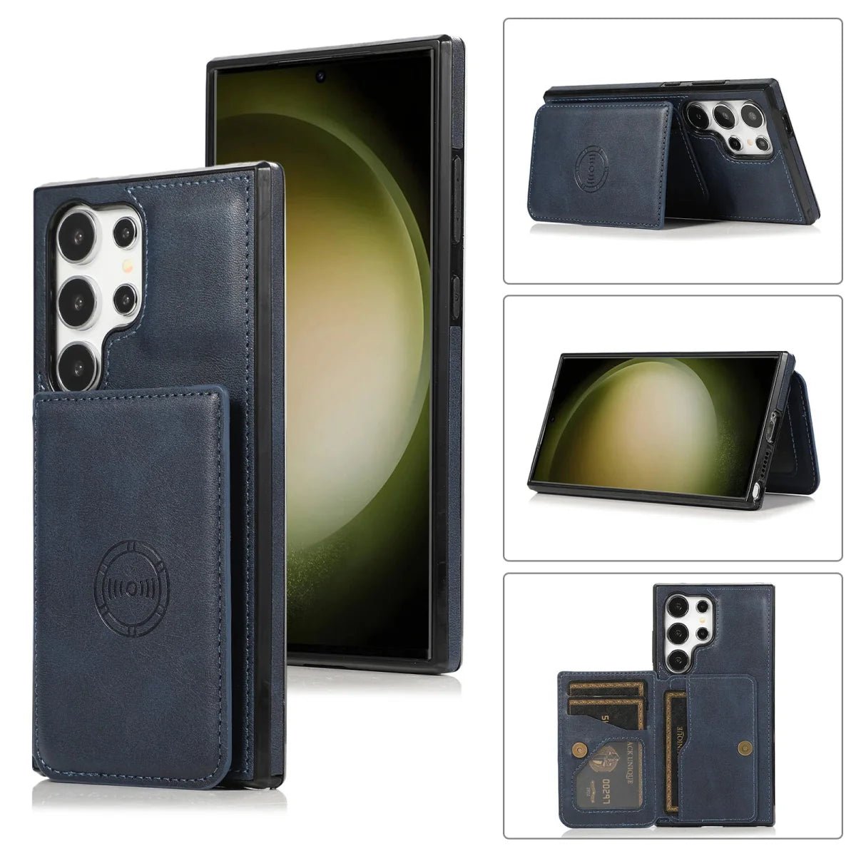 Galaxy S23/ S23 Plus/ S23 Ultra - Lederoptik Schutz Hülle mit Kartenfach, Magnetisches Portemonnaie - Top Hüllen