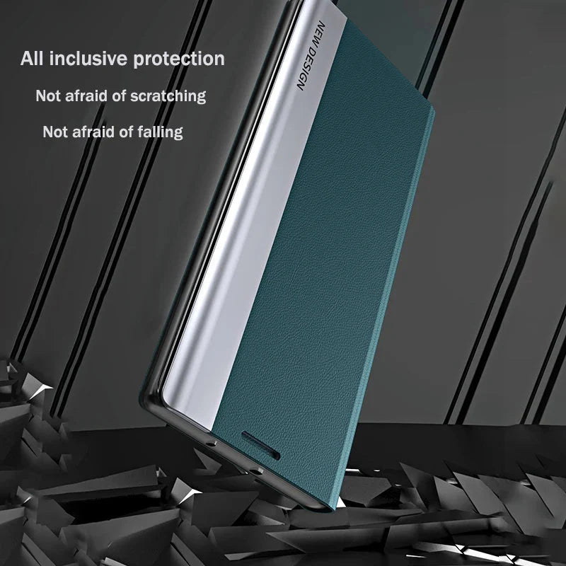 Galaxy S23/ S23 Plus/ S23 Ultra - Magnetisch Luxus Kunstleder Hülle Flip mit Display Abdeckung - Top Hüllen