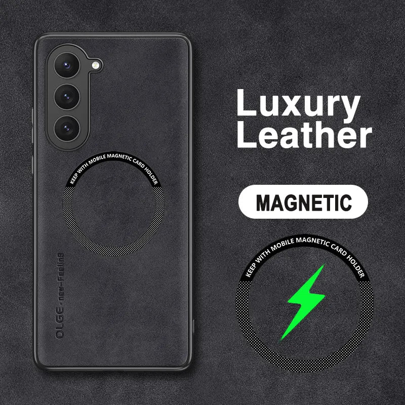 Galaxy S23 / S23 Plus/ S23 Ultra - MagSafe Lederoptik Schutz Hülle, Kabellose Ladung, Soft - Top Hüllen