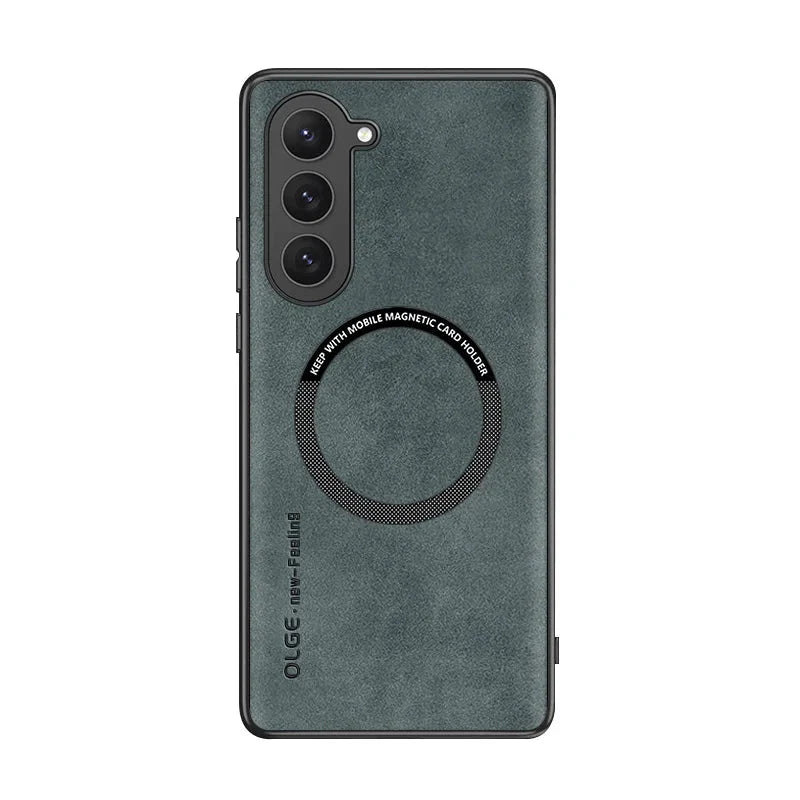 Galaxy S23 / S23 Plus/ S23 Ultra - MagSafe Lederoptik Schutz Hülle, Kabellose Ladung, Soft - Top Hüllen