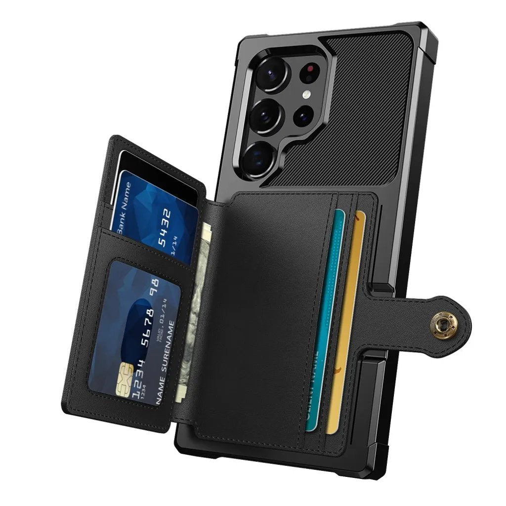 Galaxy S23/ S23 Plus/ S23 Ultra - Schutz Hülle mit Magnetischer PU Lederoptik Brieftasche und Kartenfach - Top Hüllen