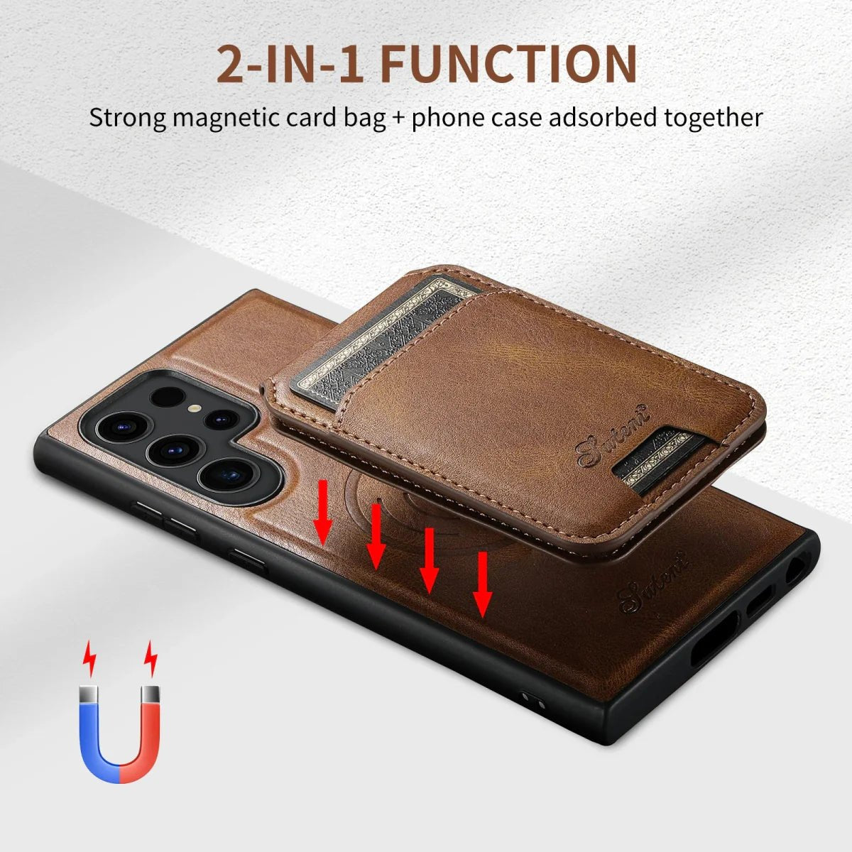 Galaxy S24/ S24 Plus/ S24 Ultra - Lederoptik Hülle mit Magnetischer Brieftasche - Top Hüllen