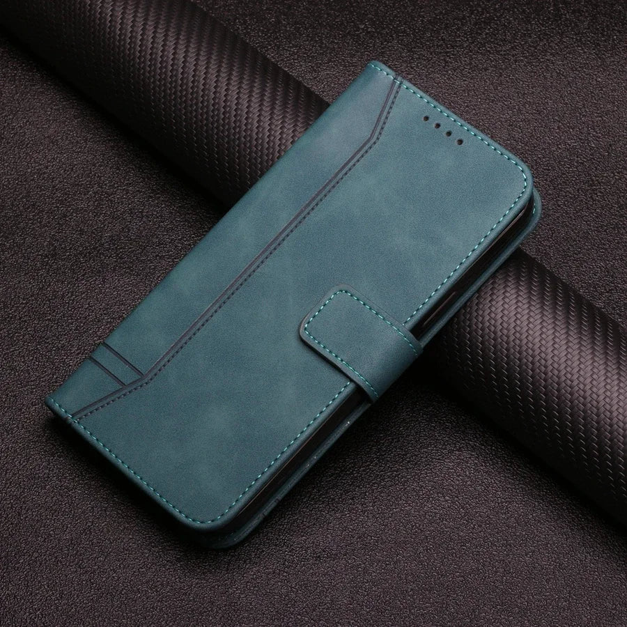Galaxy S24/ S24 Plus/ S24 Ultra - Lederoptik Schutz Hülle, Abdeckung mit Kartenfach - Top Hüllen