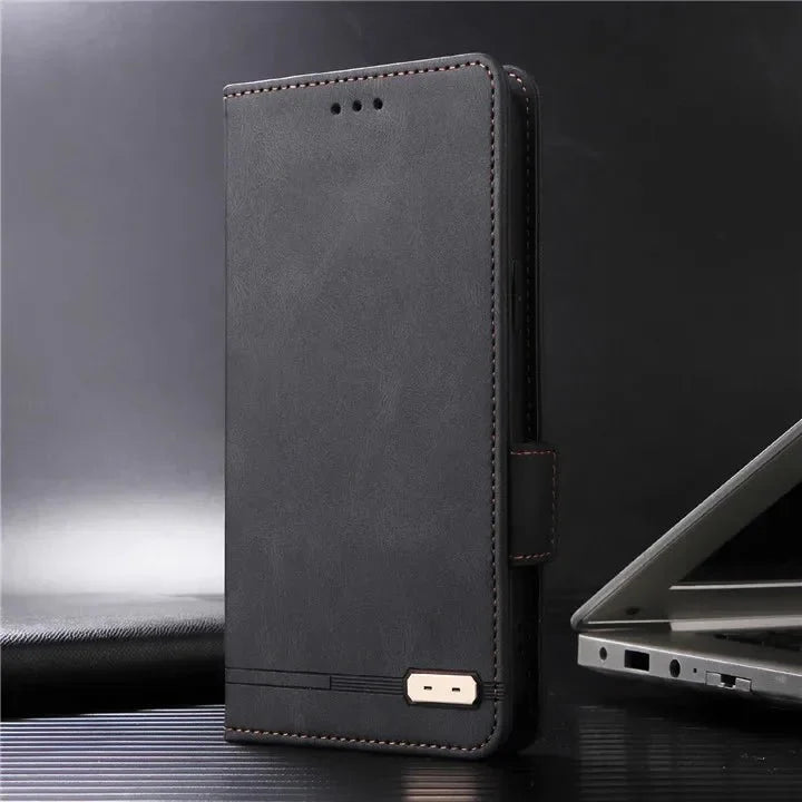 Galaxy S24/ S24 Plus/ S24 Ultra - Lederoptik Schutz Hülle mit Abdeckung + Displayschutz/ Brieftasche/ Kartenfach Magnetisch - Top Hüllen