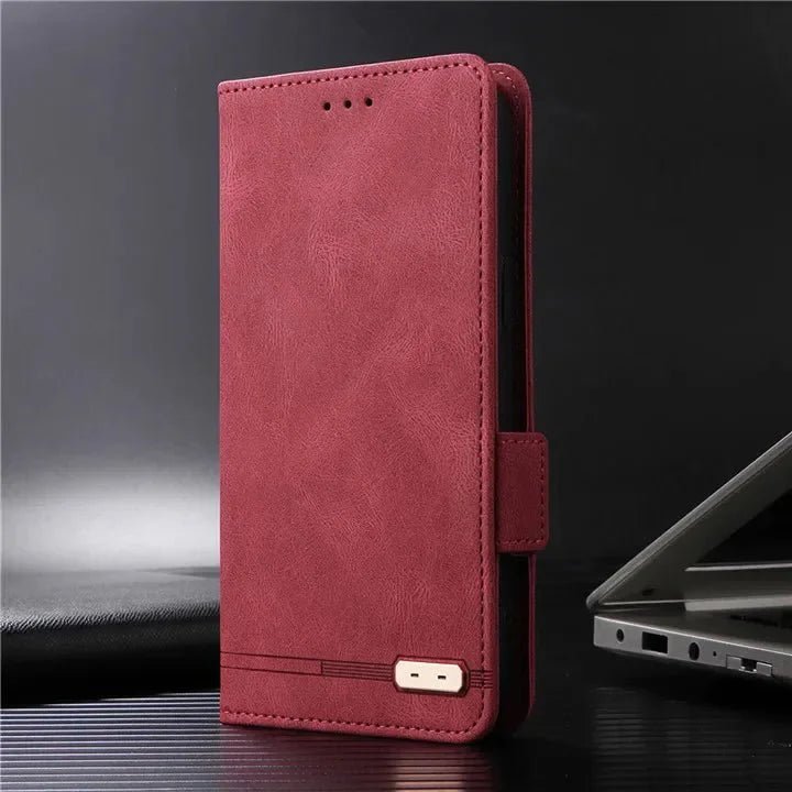 Galaxy S24/ S24 Plus/ S24 Ultra - Lederoptik Schutz Hülle mit Abdeckung + Displayschutz/ Brieftasche/ Kartenfach Magnetisch - Top Hüllen