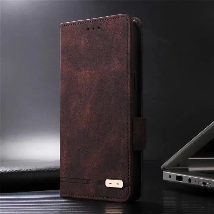 Galaxy S24/ S24 Plus/ S24 Ultra - Lederoptik Schutz Hülle mit Abdeckung + Displayschutz/ Brieftasche/ Kartenfach Magnetisch - Top Hüllen
