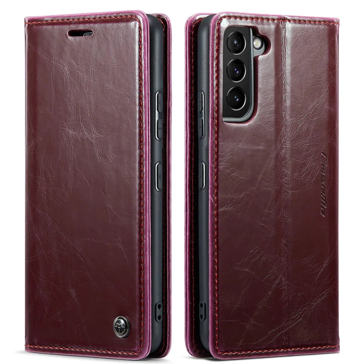 Galaxy S24/ S24 Plus/ S24 Ultra - Lederoptik Schutz Hülle mit Kartenfach - Top Hüllen