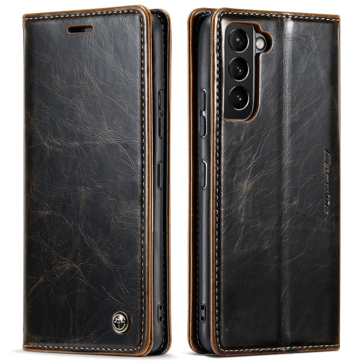 Galaxy S24/ S24 Plus/ S24 Ultra - Lederoptik Schutz Hülle mit Kartenfach - Top Hüllen