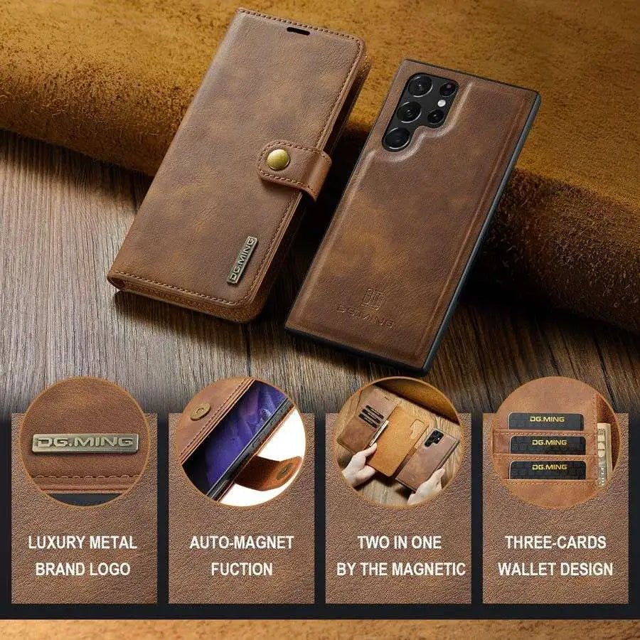 Galaxy S24/ S24 Plus/ S24 Ultra - Lederoptik Schutz Hülle mit Magnetischer Brieftasche - Top Hüllen