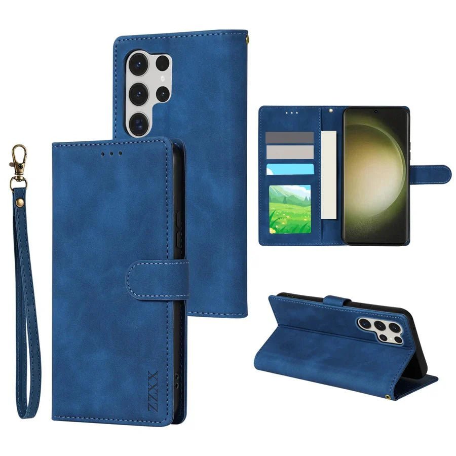 Galaxy S24/ S24 Plus/ S24 Ultra - Lederoptik Hülle Brieftasche Flip mit Kartenfach - Top Hüllen