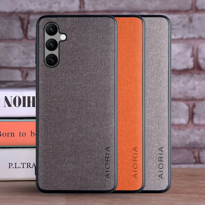 Galaxy S24/ S24 Plus/ S24 Ultra - Luxus Hülle mit Textil Schutz Bezug - Top Hüllen