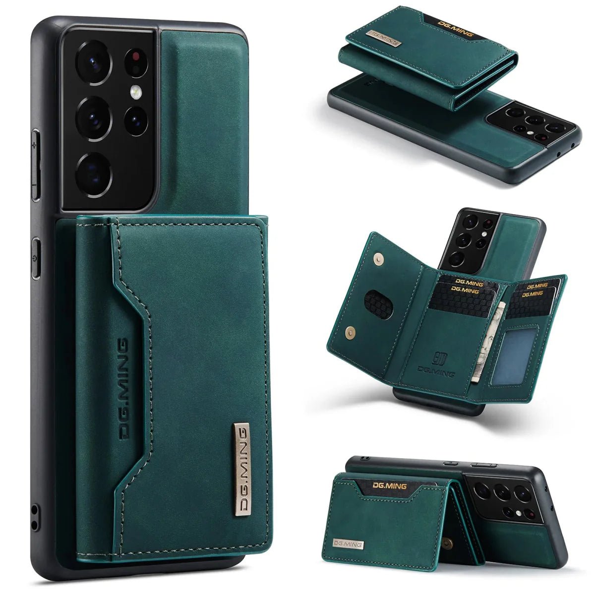 Galaxy S24/ S24 Plus/ S24 Ultra - Luxus Lederoptik mit Magnetischem Portemonnaie - Top Hüllen