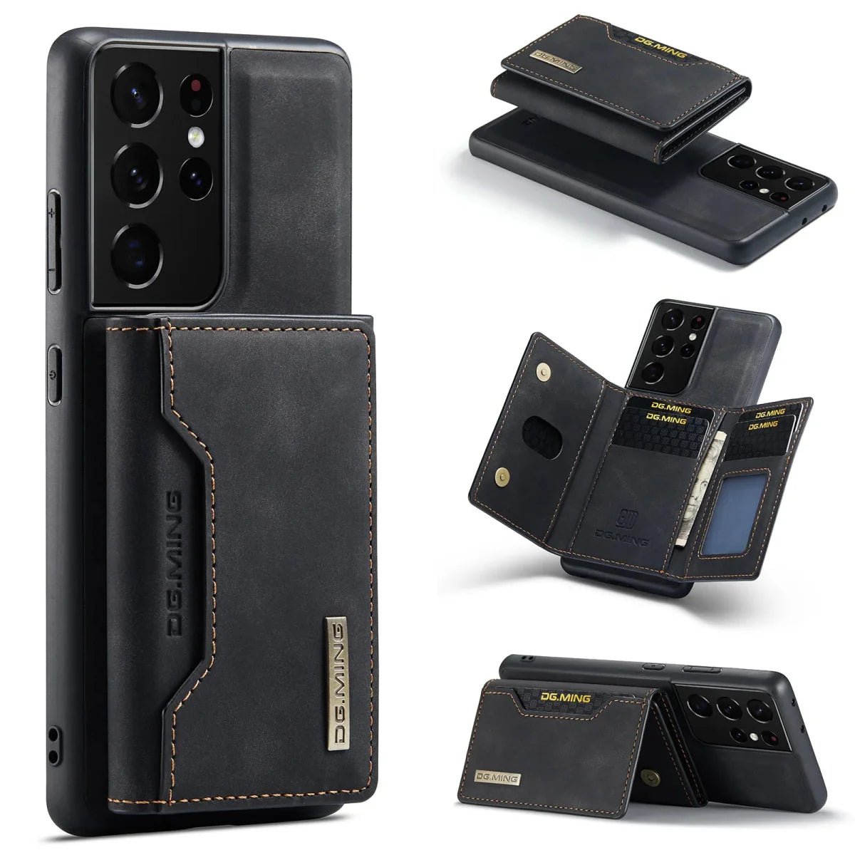Galaxy S24/ S24 Plus/ S24 Ultra - Luxus Lederoptik mit Magnetischem Portemonnaie - Top Hüllen