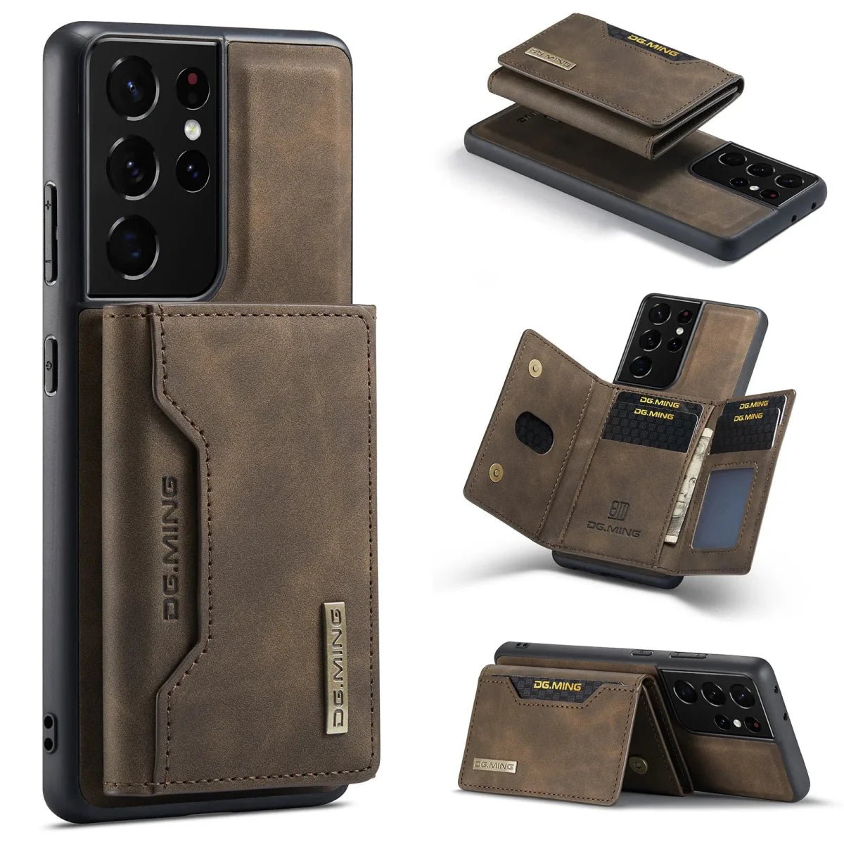 Galaxy S24/ S24 Plus/ S24 Ultra - Luxus Lederoptik mit Magnetischem Portemonnaie - Top Hüllen