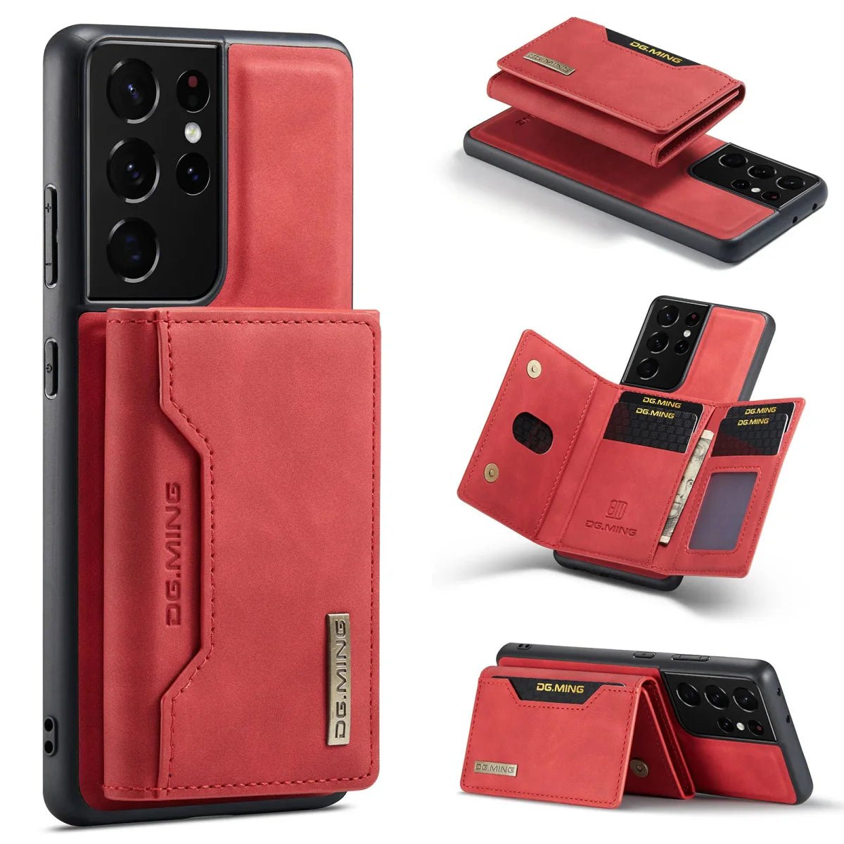 Galaxy S24/ S24 Plus/ S24 Ultra - Luxus Lederoptik mit Magnetischem Portemonnaie - Top Hüllen