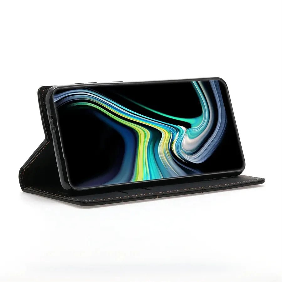 Galaxy S24/ S24 Plus/ S24 Ultra - Schutz Hülle TPU Lederoptik mit Kartenfach und Magnetische Abdeckung - Top Hüllen