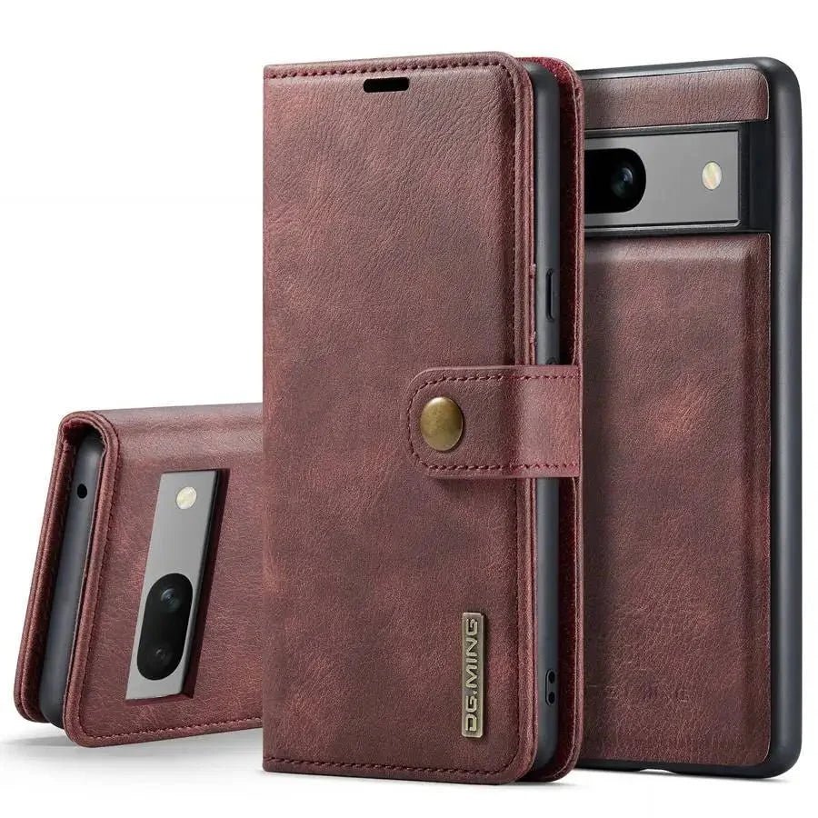 Google Pixel 7/ 7Pro/ 7 A/ 8/ 8 Pro - Flip Schutz Hülle mit Abnehmbarer Magnetischer Lederoptik Brieftasche - Top Hüllen