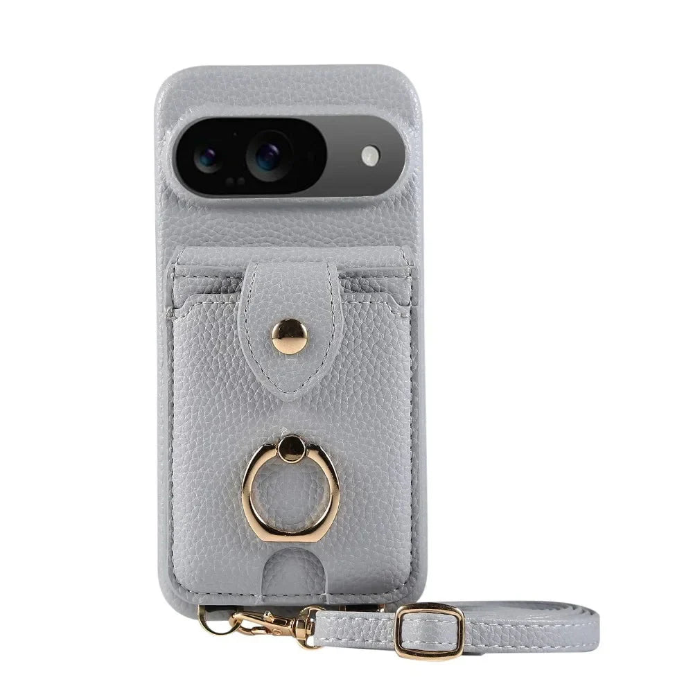 Google Pixel 9/ 9 Pro/ 9 Pro XL - Crossbody Schutz Hülle mit Brieftasche und Ring - Top Hüllen