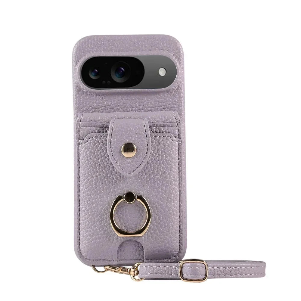 Google Pixel 9/ 9 Pro/ 9 Pro XL - Crossbody Schutz Hülle mit Brieftasche und Ring - Top Hüllen