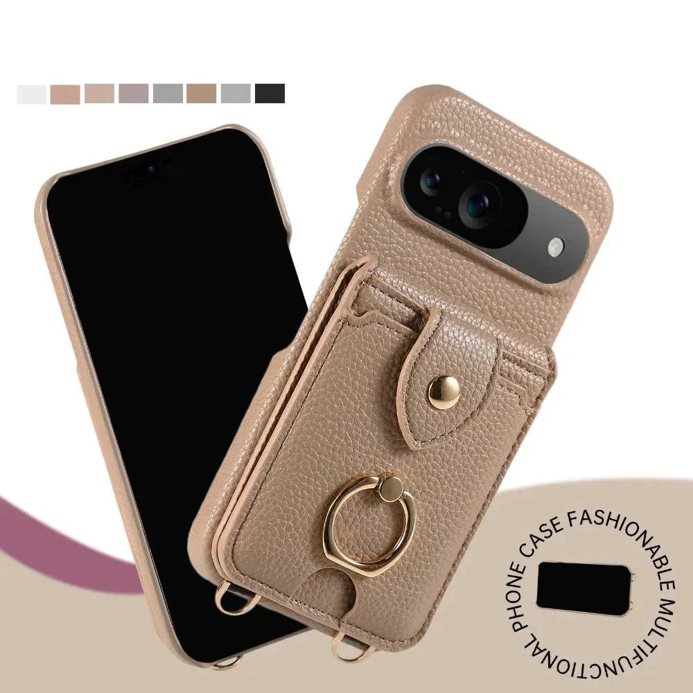 Google Pixel 9/ 9 Pro/ 9 Pro XL - Crossbody Schutz Hülle mit Brieftasche und Ring - Top Hüllen