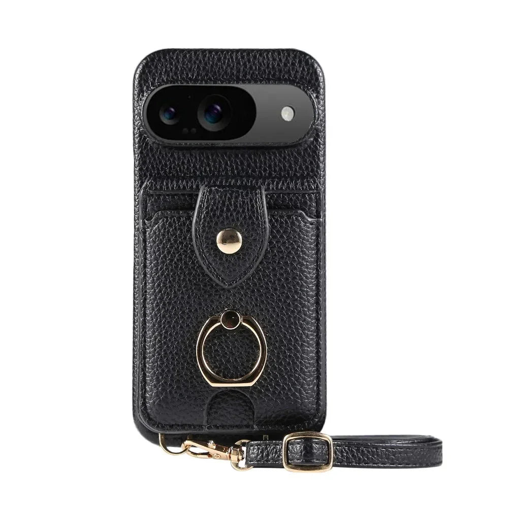 Google Pixel 9/ 9 Pro/ 9 Pro XL - Crossbody Schutz Hülle mit Brieftasche und Ring - Top Hüllen