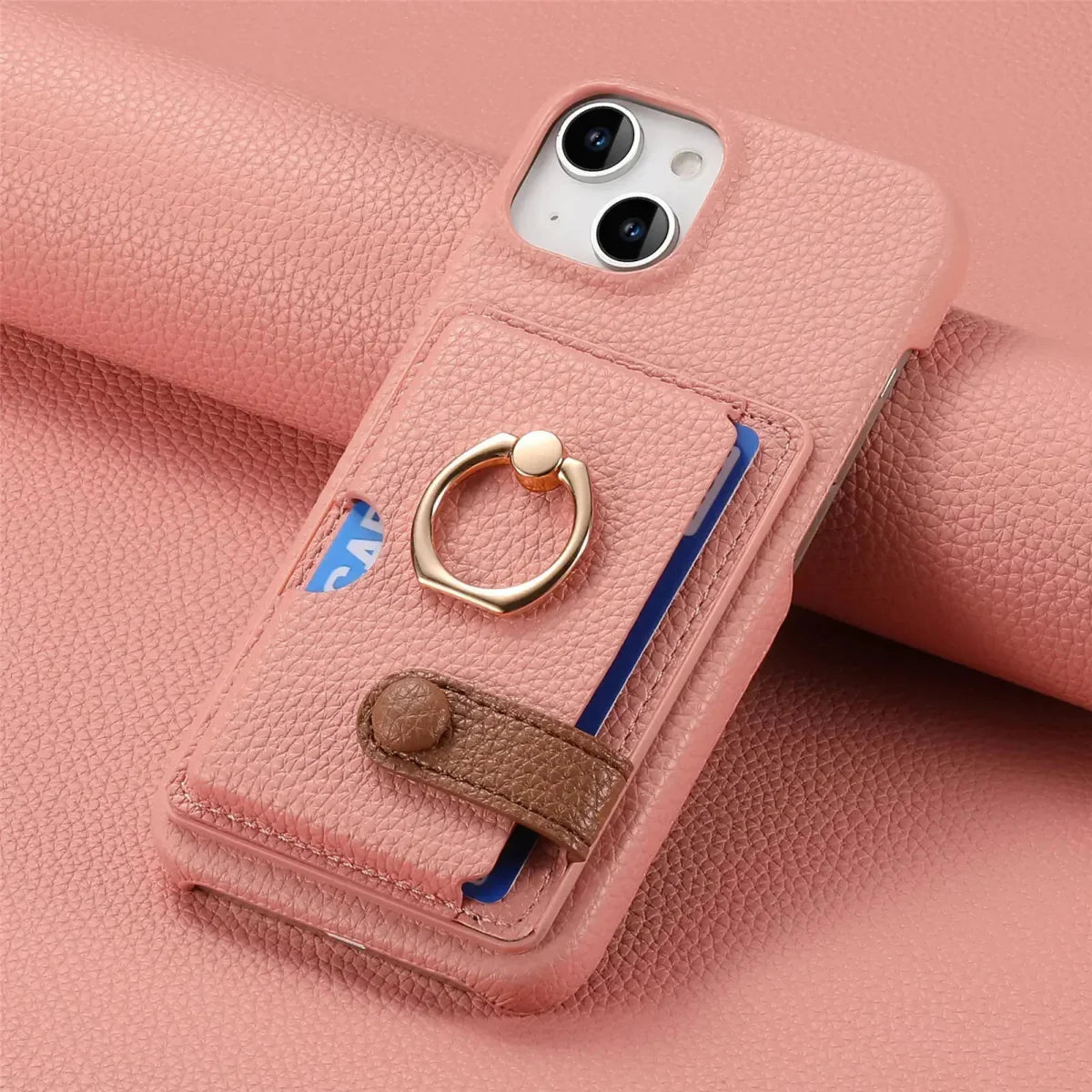 iPhone 13/ Mini/ Pro/ Pro Max - Lederoptik Schutz Hülle Kartenfach und Ring - Top Hüllen