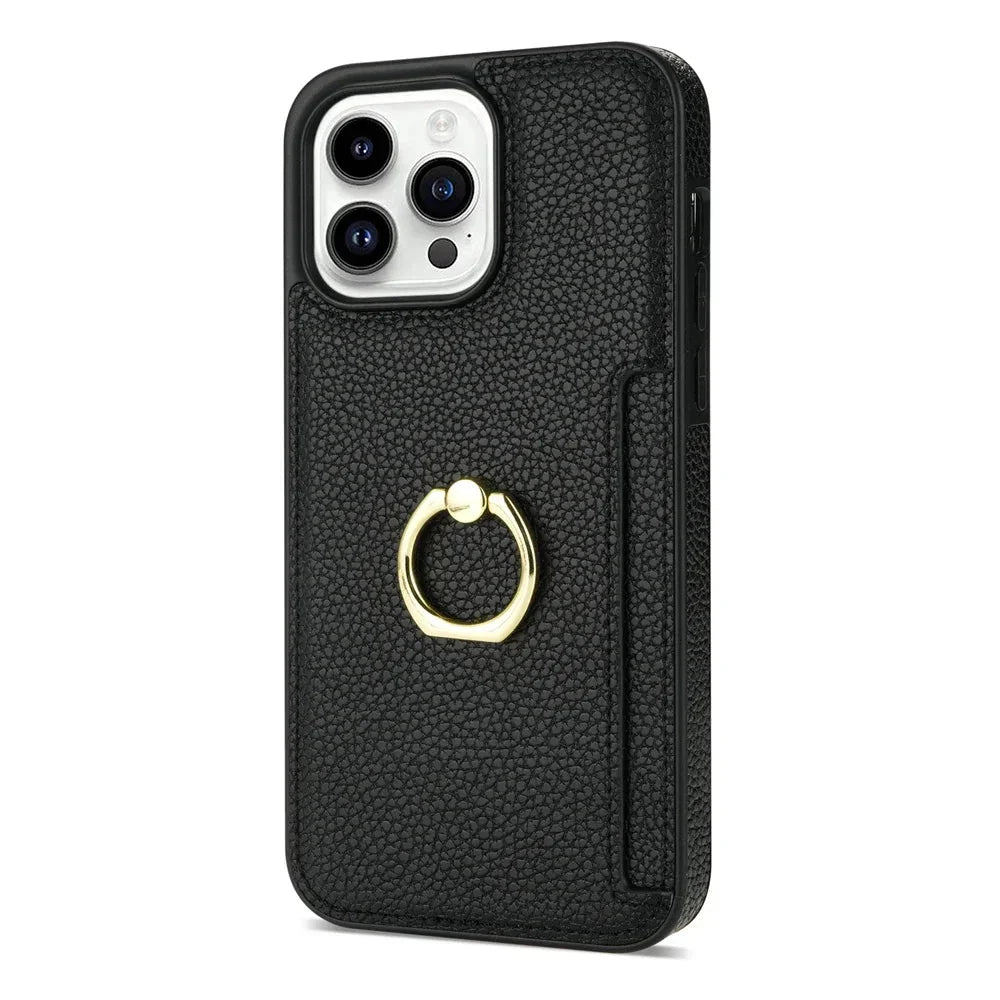 iPhone 13/ Pro/ Pro Max - Schutz Hülle mit Ring Halter und Kartenfach - Top Hüllen
