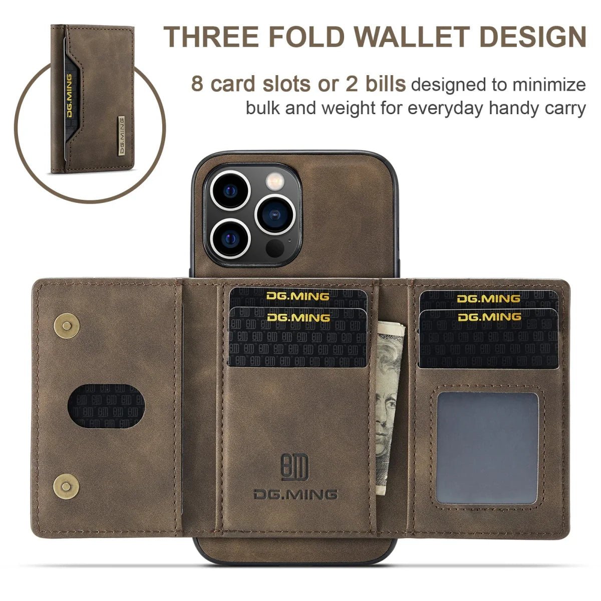 iPhone 14/ Pro/ Plus/ Pro Max - 2 in 1 Magnetische Lederoptik Hülle mit Abnehmbarem Portemonnaie mit Kartenfach - Top Hüllen