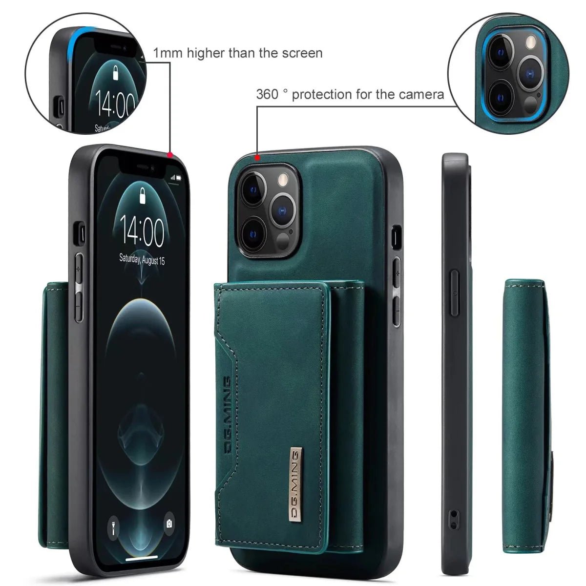 iPhone 14/ Pro/ Plus/ Pro Max - 2 in 1 Magnetische Lederoptik Hülle mit Abnehmbarem Portemonnaie und Kartenfach - Top Hüllen