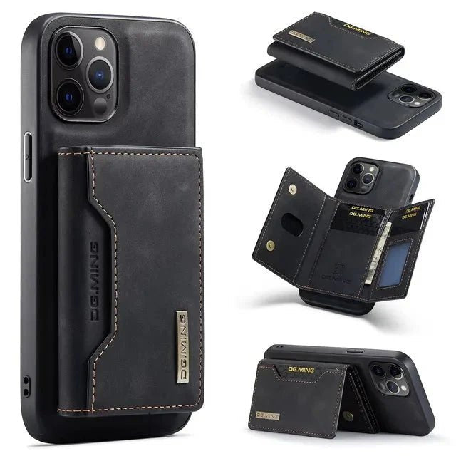 iPhone 14/ Pro/ Plus/ Pro Max - 2 in 1 Magnetische Lederoptik Hülle mit Abnehmbarem Portemonnaie und Kartenfach - Top Hüllen