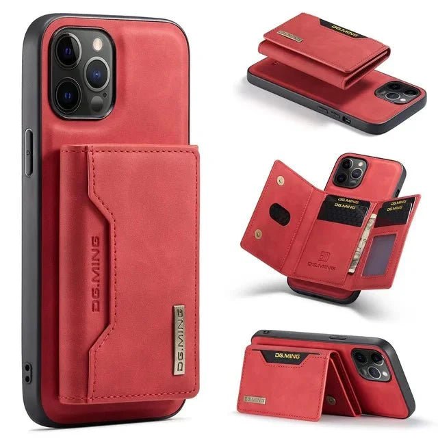 iPhone 14/ Pro/ Plus/ Pro Max - 2 in 1 Magnetische Lederoptik Hülle mit Abnehmbarem Portemonnaie und Kartenfach - Top Hüllen