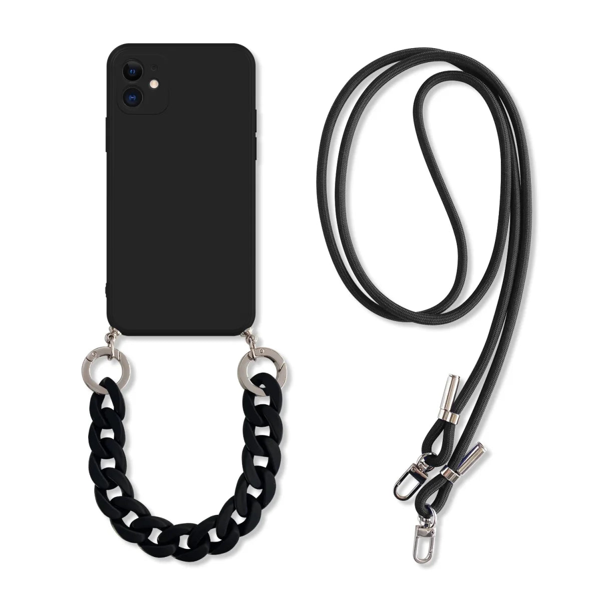 iPhone 14/ Pro/ Plus/ Pro Max - Cross Body Hülle mit Halskette und Marmor Kette - Silikon Case - Top Hüllen