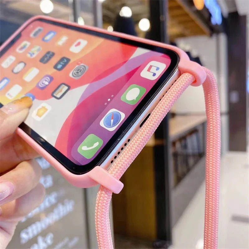 iPhone 14/ Pro/ Plus/ Pro Max - Cross Body Trend TPU Hülle mit Umhänge Kette, Trageband, Kordel - Top Hüllen