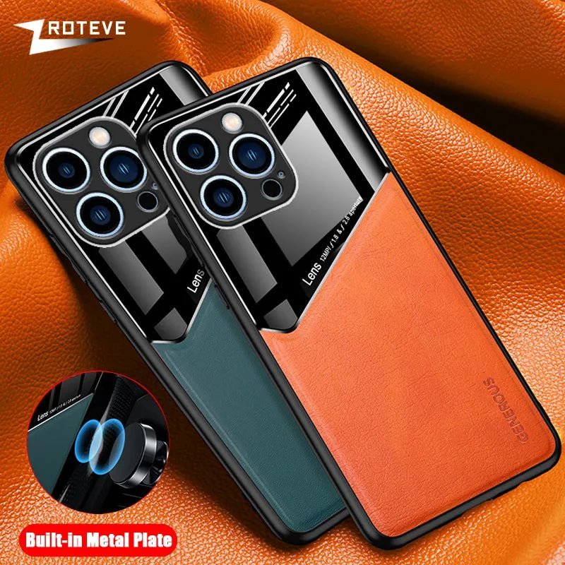 iPhone 14/ Pro/ Plus/ Pro Max - Elegante Pu Lederoptik Magnetische Hülle - Top Hüllen