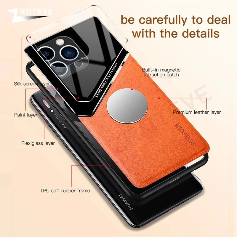 iPhone 14/ Pro/ Plus/ Pro Max - Elegante Pu Lederoptik Magnetische Hülle - Top Hüllen