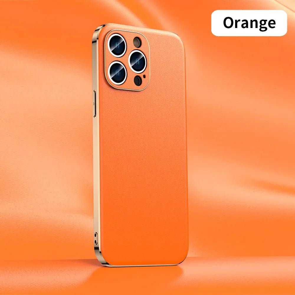 iPhone 14/ Pro/ Plus/ Pro Max - Handy Hülle aus Rindsleder mit Luxuriöse Beschichtung, Vollständiger Linsenschutz auf der Rückseite - Top Hüllen