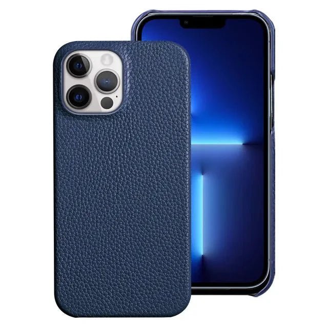 iPhone 14/ Pro/ Plus/ Pro Max - Luxus 3D Lychee Muster, Harte Stoßfeste Lederoptik Hülle - Top Hüllen