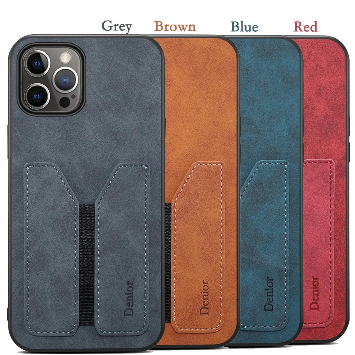 iPhone 15/ Pro/ Plus/ Pro Max - Trend PU Lederoptik Schutz Hülle mit Karten Tasche - Fach - Top Hüllen