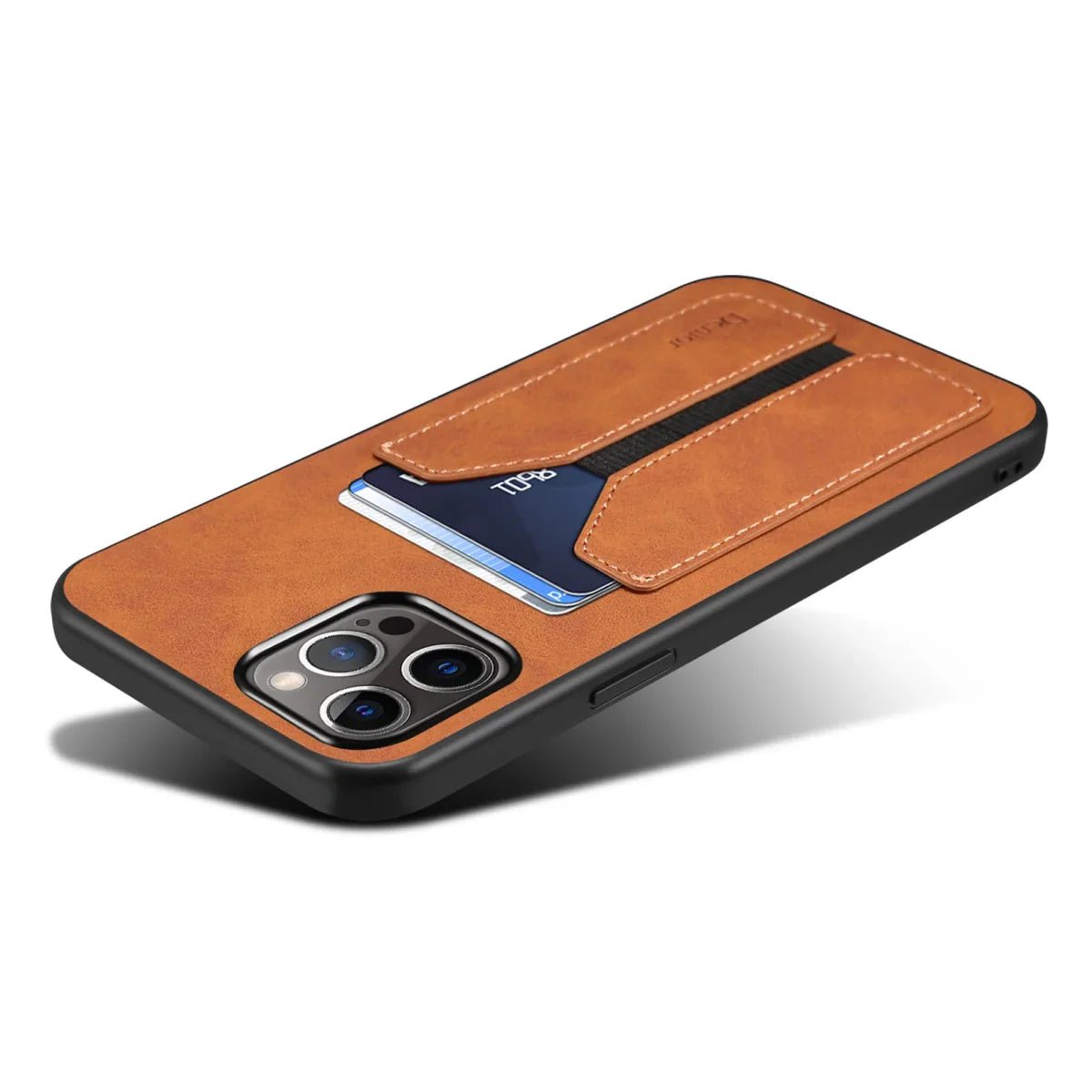 iPhone 15/ Pro/ Plus/ Pro Max - Trend PU Lederoptik Schutz Hülle mit Karten Tasche - Fach - Top Hüllen