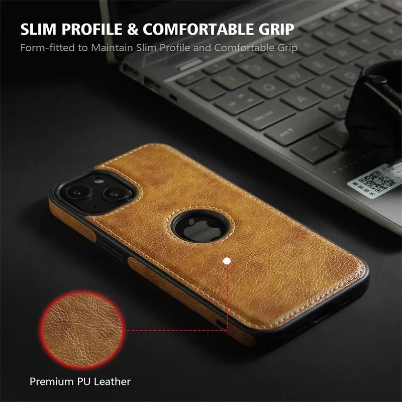 iPhone 15/ Pro/ Plus/ Pro Max - Weiche Business Lederoptik Luxus Schutz Hülle für dein iPhone, Stoßfest - Top Hüllen